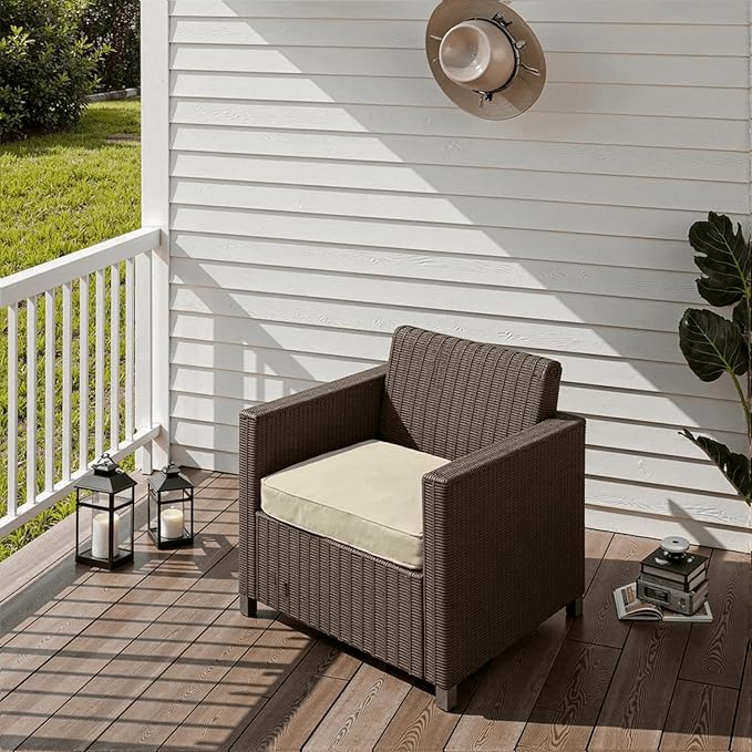PatioGlow Outdoor Chair Cushions 24 x 24 x 4 Inch, Waterproof & Fade Resistant Patio Seat Cushion for Furniture with Handle and Ties, Thick Seating Pads for Outside Sofa Couch Set of 2, Yellow
