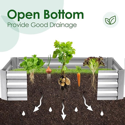 Quictent Raised Garden Bed with Cover Outdoor Galvanized Metal Planter Box Kit, w/ 2 Large Screen Windows Mini Greenhouse 20pcs T Tags 1 Pair of Gloves Included for Growing Vegetables 6x3x1ft (Clear)
