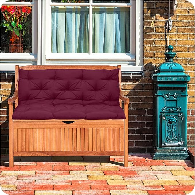 Replacement Cushion for Swings, Waterproof Porch Swing Cushion, 2-3 Seat Replacement Swing Seat Cushion with Backrest and Ties for Patio Backyard Porch Garden(Claret 40 * 60 in)