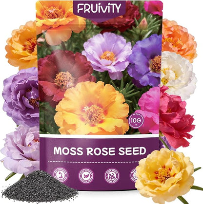 Moss Rose Seeds for Planting, 24,000+ Annual Flower for Ground Cover Flower Seeds, Perennial Variety, Easy to Grow, Portulaca Seeds to Plant Outdoors Garden Containers