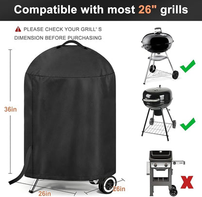 LBTING Grill Cover, 26-inch Heavy Duty 300D Oxford Waterproof Windproof UV Resistant BBQ Gas Grill Cover for Outdoor Barbecue Fit Most Brands Weber, Brinkmann, Char Broil, Holland
