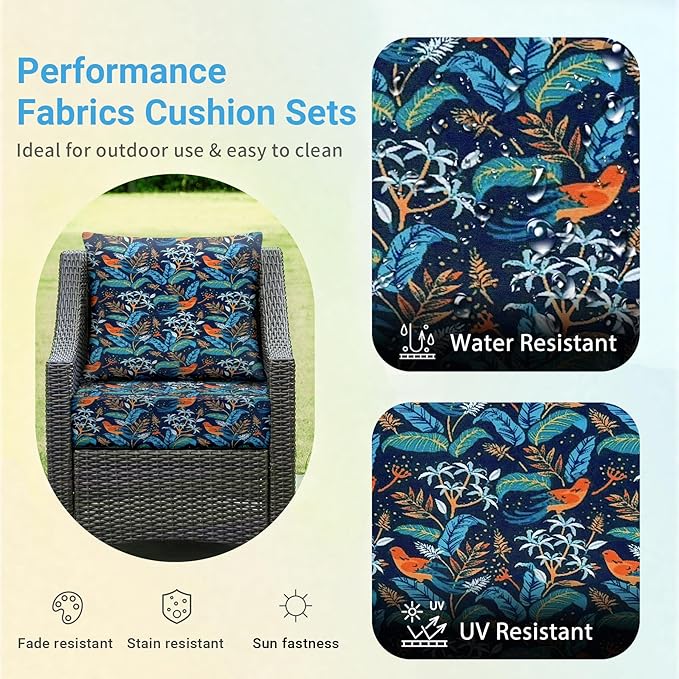 Outdoor Cushions for Patio Furniture,Outdoor Seat Cushion Set 24 x 24 x 4 Inch,Waterproof & Fade Resistant Outdoor Chair Cushions, Patio Chair Cushion, Black Nightingale