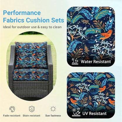 Outdoor Cushions for Patio Furniture,Outdoor Seat Cushion Set 24 x 24 x 4 Inch,Waterproof & Fade Resistant Outdoor Chair Cushions, Patio Chair Cushion, Black Nightingale