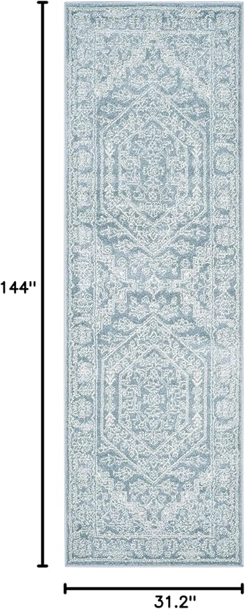 SAFAVIEH Adirondack Collection Runner Rug - 2'6" x 12', Slate & Ivory, Oriental Medallion Design, Non-Shedding & Easy Care, Ideal for High Traffic Areas in Living Room, Bedroom (ADR108T)