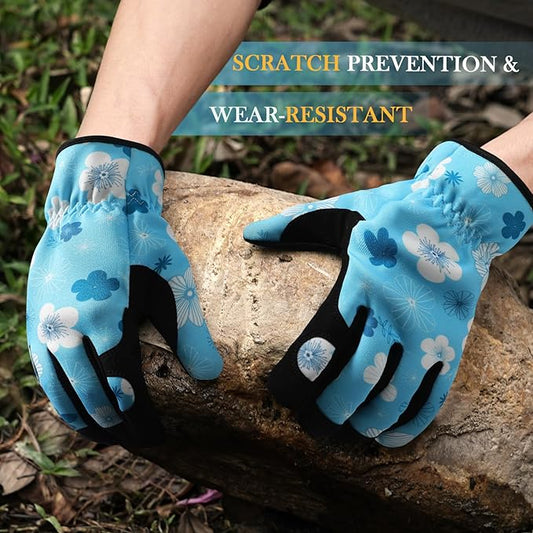 Trifabricy Gardening Gloves for Women, Breathable Leather Garden Gloves with Grip, Thorn-Proof Puncture-Resistant Work Gloves