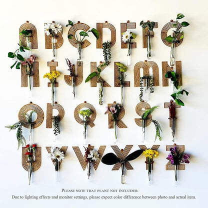 Wood Letter H Wall Propagation Station Lightweight Decorative Plant Holder for Small Cuttings, Removable Adhesive Wall Decor for Bedroom, Nursery, Office