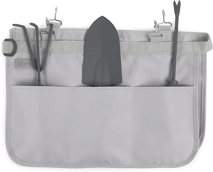Picnic TIME Garden Bucket Tool Organizer, Gardening Tools Organizer Bag with Hooks to Attach to Bucket, Gardening Essentials and Gifts for Women and Men, Plant Lover Gifts for Gardeners (Fog Gray)