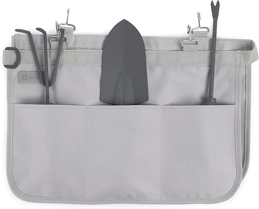 Picnic TIME Garden Bucket Tool Organizer, Gardening Tools Organizer Bag with Hooks to Attach to Bucket, Gardening Essentials and Gifts for Women and Men, Plant Lover Gifts for Gardeners (Fog Gray)
