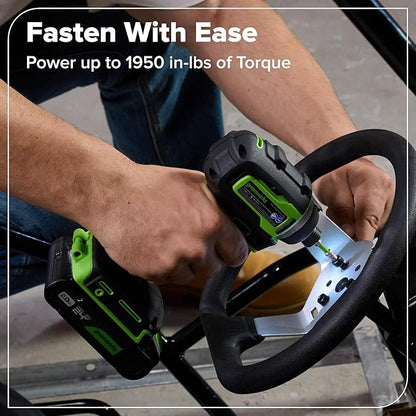 GREENWORKS 24V (5-TOOL) Combo (Drill + Impact Driver + Circular Saw + Multi-Tool + Flashlight), 4.0Ah + 2.0Ah (24,000mAh Power Bank) Batteries, (2) Cables, 65W Rapid Charger