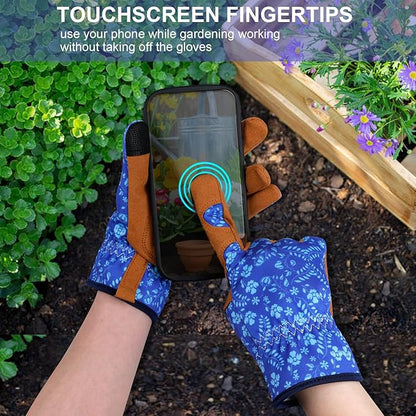 Leather Gardening Gloves for Women Thorn Proof Garden Gloves Touch Screen Working Gloves Gifts,M