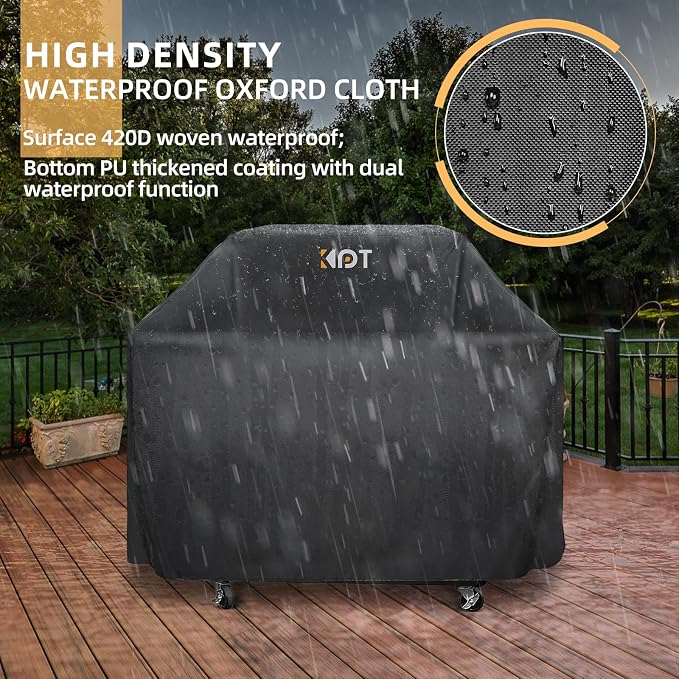 KPT 57 Inch Grill Cover for Outdoor Grill - Heavy Duty Waterproof 420D BBQ Cover with Hook, Air Vent, Buckle - Gas Grill Cover, UV & Fade Resistant, BBQ Grill Cover for Weber, Nexgrill, Char Broil