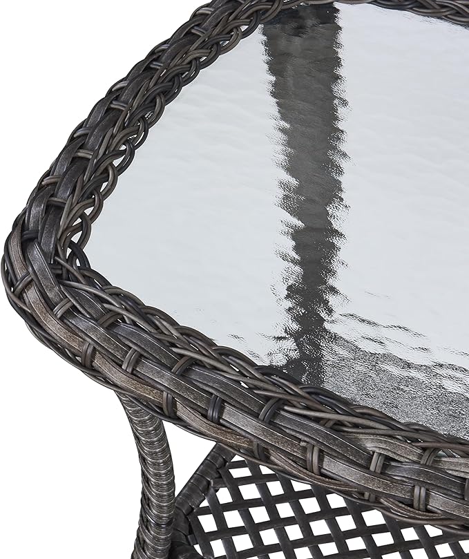 Bed Bath & Beyond Pocassy Patio Wicker Coffee Table, Outdoor Rattan Side Table - 20"X20" Grey