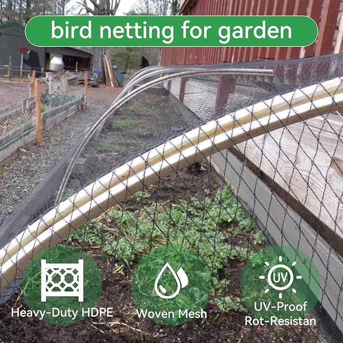 Bird Netting for Garden 25x100 Ft, 1 Inch Mesh Heavy Duty Garden Netting for Plants, Fruit Trees & Blueberries, UV Resistant Outdoor Protection Against Birds, Squirrels, Deer & Poultry