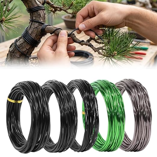 Bonsai Wire Kit, 160 Feet Total 3 Sizes Aluminum Plant Wire for Bonsai Training, Essential Bonsai Tools