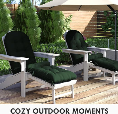 Adirondack Chair Cushion with Ottoman, Folding Adjustable Adirondack Seat Cushions, Waterproof Adirondack Patio Chair Pads for Garden, Deck, or Poolside, Small-Dark Green-1