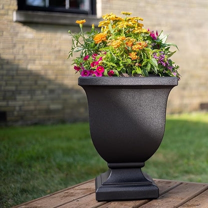 Mayne Inc. Augusta 20in Tall Planter - Black - 15in L x 15in W x 20in H - with Built-in Water Reservoir (5893-B)
