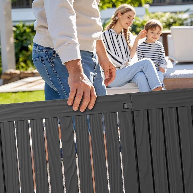 Outdoor Chaise Lounge Chairs Set of 2, 5-Position Adjustable Tanning Lounge Chairs with Wood Texture, All-Weather Resin Patio Lounge Chair for Pool, Garden, Deck, Beach, Striped Black