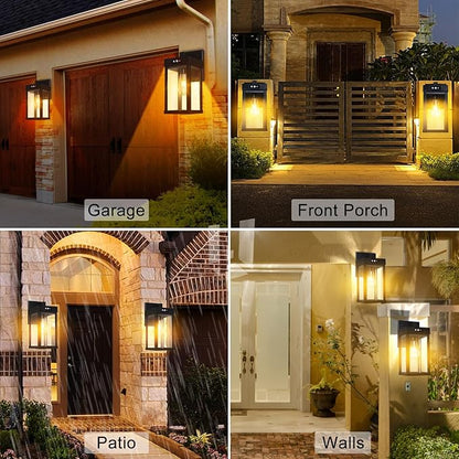 Solar Wall Lights Outdoor, Motion Sensor Sconce with 3 Lighting Modes, Dusk to Dawn Exterior Porch Light fixtures, Wall Mount Lantern Outside Waterproof for Garage Patio Yard Garden