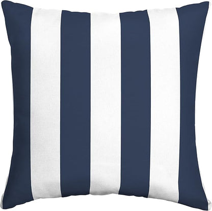 Arden Outdoor Toss Pillow, 16 x 16, Rain-Proof, Fade Resistant Sapphire Blue Cabana Stripe