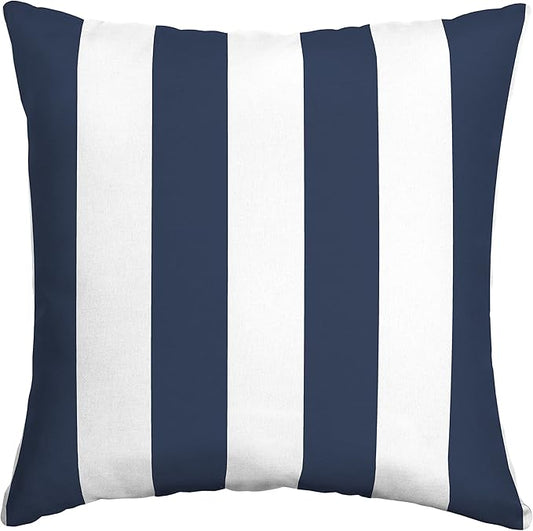 Arden Outdoor Toss Pillow, 16 x 16, Rain-Proof, Fade Resistant Sapphire Blue Cabana Stripe