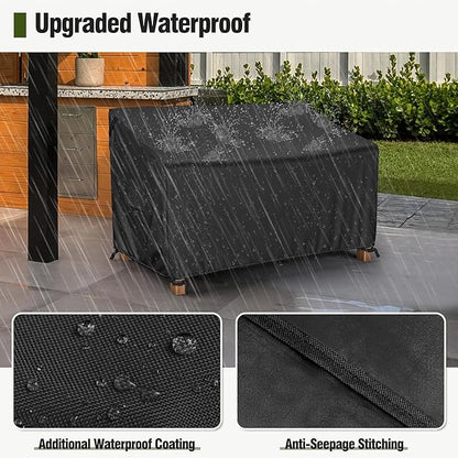 MR.COVER 3-Seater Outdoor Couch Cover Waterproof, Patio Furniture Cover for Sofa, Heavy Duty Outdoor Sofa Covers, Polyester & Double-Stitched Seams, Fits up to 81" W x 32" D x 35" H, Classic Black