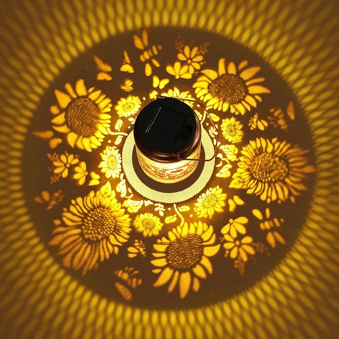 Sunflower Solar Lanterns Outdoor Waterproof with Shepherd Hook, Sunflower Gifts for Mothers Day Birthday Women Mom Grandma, Metal Solar Hanging Lights Garden Decor for Outside Yard Patio Pathway