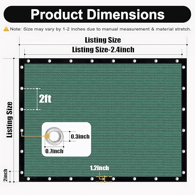 Artpuch 90% Sun Shade Cloth, 8 x 20 FT Pergola Shade Cover Canopy with Grommets, Sun Screen Fabric Tarp for Patio, Outdoor, Garden, Backyard, Green