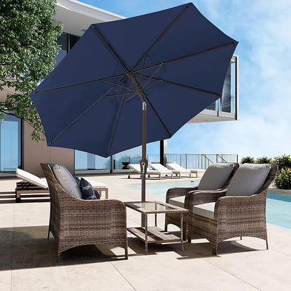 JEAREY 9FT Outdoor Patio Umbrella Outdoor Table Umbrella with Push Button Tilt and Crank, Market Umbrella 8 Sturdy Ribs UV Protection Waterproof for Garden, Deck, Backyard, Pool (Purplish Blue)