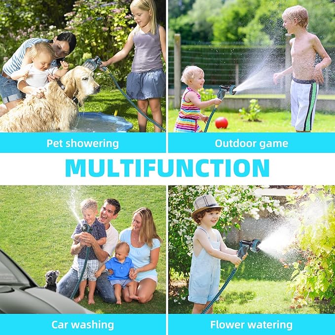 50 ft Expandable Garden Hose - 2026 Newly No-Kink 5 Layer Latex Core Water Hose with 10-Pattern Nozzle, Flexible, Lightweight, Leak-Free, 3/4” Solid Brass Fittings, 3750D Retractable Expanding Hose
