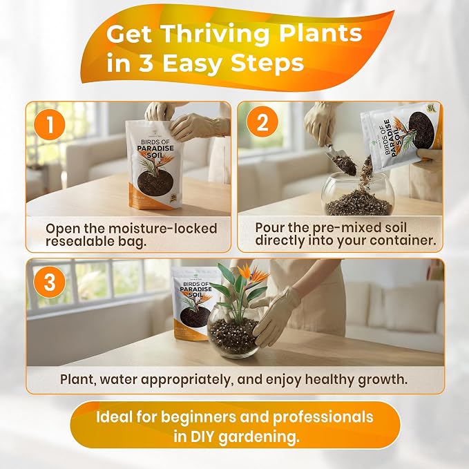 Professional Bird of Paradise Soil 8.2 Quarts Ready to Use, Premium Birds of Paradise Potting Soil for Indoor Plants, Peat Moss Coco Coir Perlite Dolomite, Well Draining Soil Made in USA