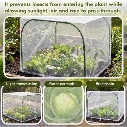 Woanger 2 Pack Garden Netting for Raised Beds Rectangular Pest Barrier with Hoops for Garden Protection Plant Mesh Netting with Drawstring Plants Vegetables Fruits Flowers (for 40x40x20 in)