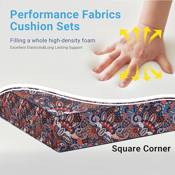 Outdoor Cushions for Patio Furniture,Outdoor Seat Cushion Set 24 x 24 x 5.75 Inch,Waterproof & Fade Resistant Outdoor Chair Cushions,Patio Chair Cushion, Artistic Floral