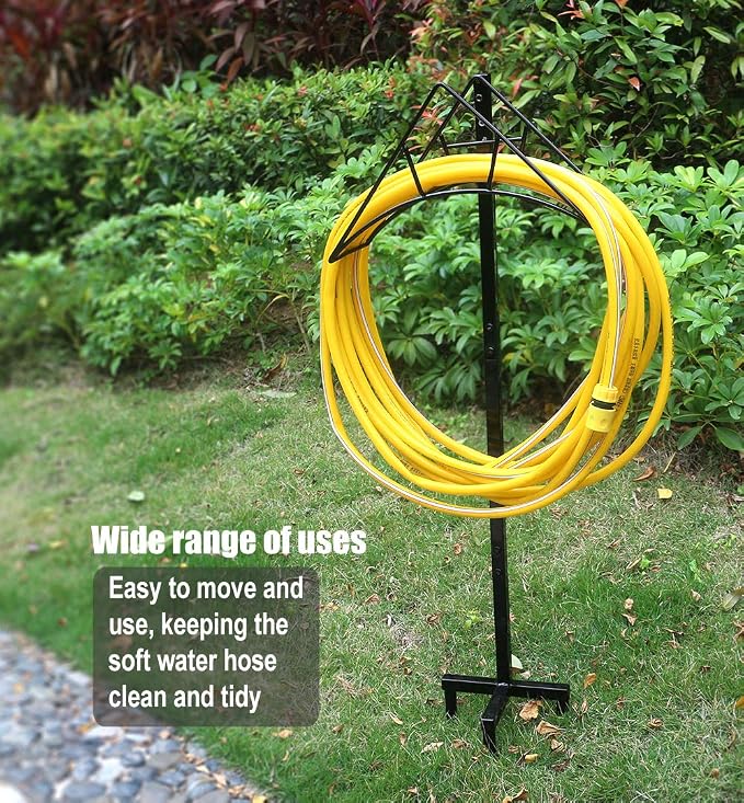 Artigarden Garden Hose Holder - Free Standing Metal Water Hose Stand Heavy Duty Flexible Pipe Storage Hanger Organizer for Lawn & Yard