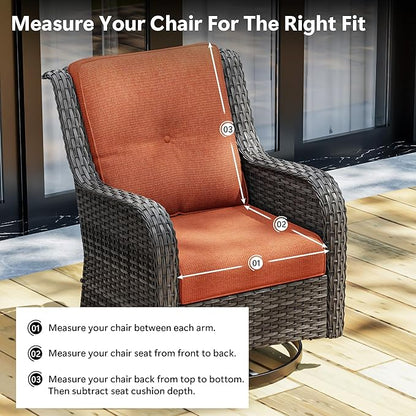 Outdoor Chair Cushions Set for Patio Furniture, 22x25/22x24 Inch, Waterproof & Fade Resistant Patio Chair Cushions, Thick Patio Furniture Cushion for Chair, Sofa, and Couch (Orange, 1 Set)