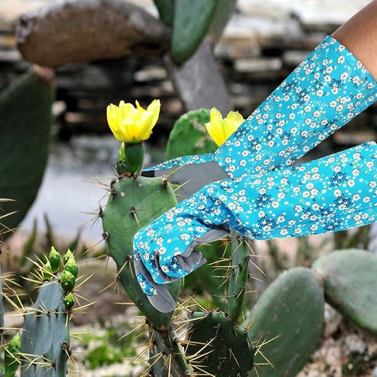 Long Gardening Gloves for Women Thorn Proof Leather Garden Gloves Breathable Working Gloves for Women Yard Outdoor