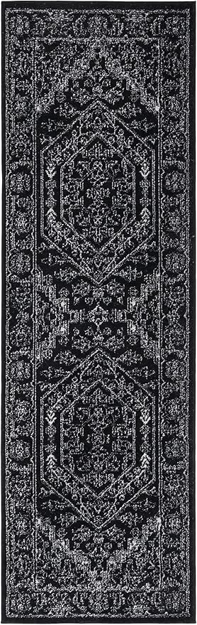 SAFAVIEH Adirondack Collection Runner Rug - 2'6" x 8', Black & Ivory, Oriental Medallion Design, Non-Shedding & Easy Care, Ideal for High Traffic Areas in Living Room, Bedroom (ADR108Z)