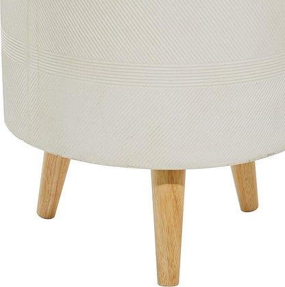 Deco 79 Magnesium Oxide Indoor Outdoor Large Pot with Wood Legs, Set of 2 Planters 16", 13"H, White