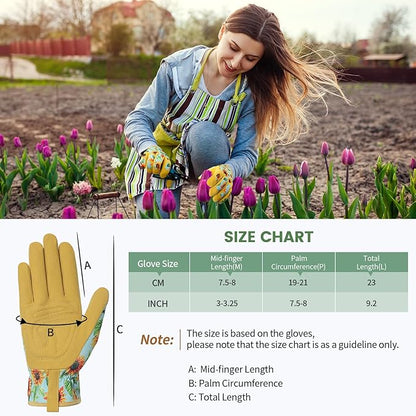Pleneal Gardening Gloves for Women Men - Leather Garden Gloves Thorn Proof, Outdoor Protective Working Gloves for Weeding