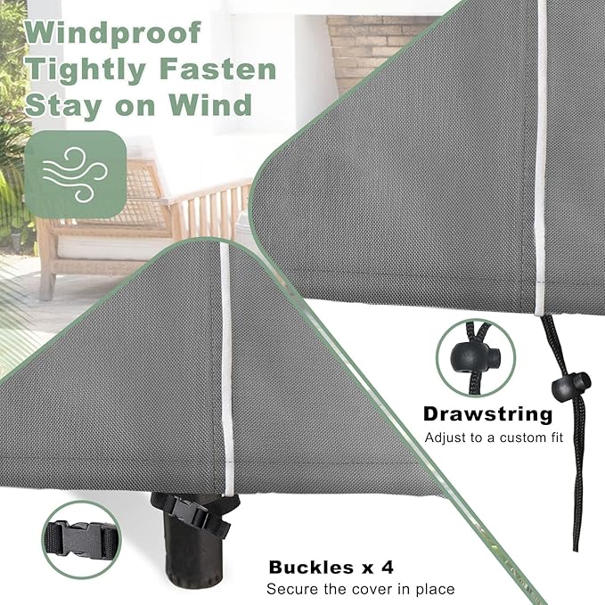 Gasadar Outdoor Furniture Cover Waterproof, 4-Piece Patio Furniture Covers for Outdoor Conversation Set, Grey