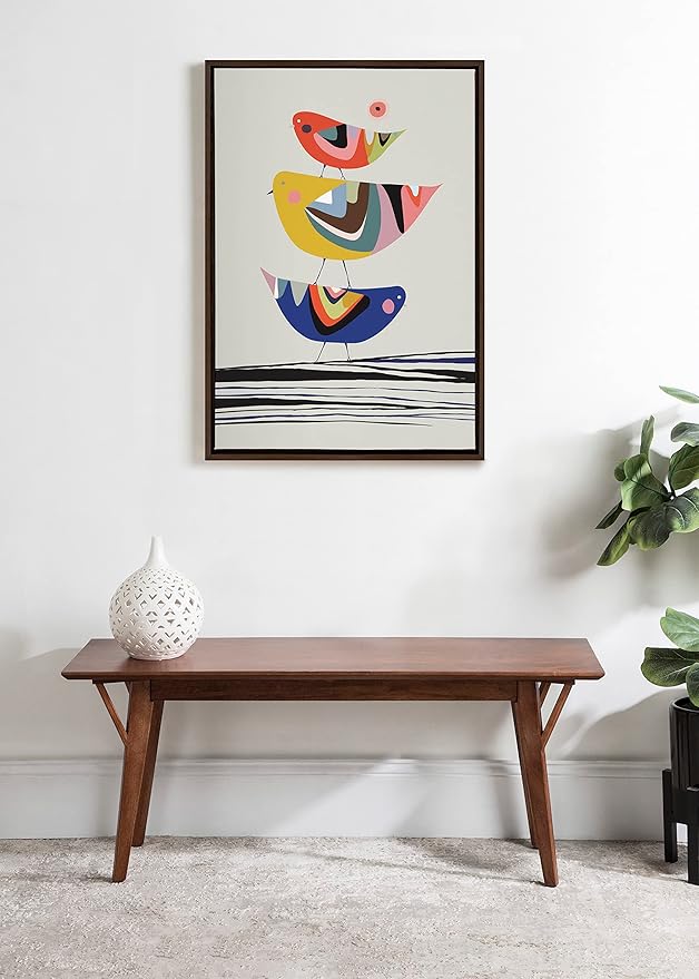 Kate and Laurel Sylvie The Family Tree Framed Canvas Wall Art by Rachel Lee of My Dream Wall, 23x33 Brown, Colorful Animal Art for Wall