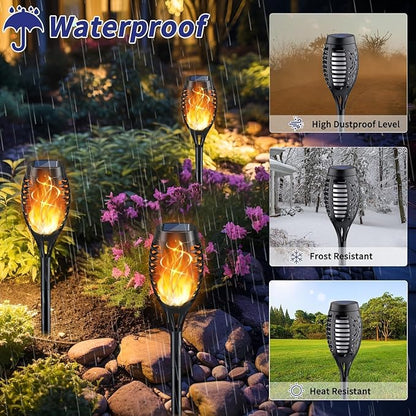 KYEKIO Solar Lights for Outside, 16Pack Solar Flame Torch Light, Garden Light Outdoor Waterproof, Solares Pathway Lights Outside for Yard Decorations, Flame Torches Outdoor Lighting Lawn Patio Art
