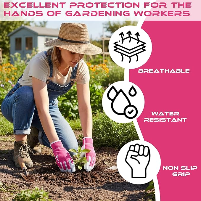 Work Gloves Gardening Breathable Rigger Palm Gardening Gloves Ladies Mens Gripper Utility Leather Thorn Proof