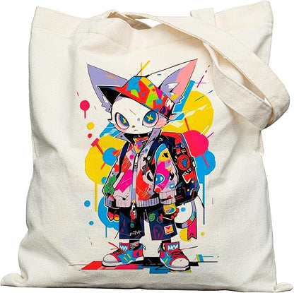 Double-Sided Canvas Tote Bag for Women with Magnetic Snap, Wide Strap & Inner Pocket for Work, Shopping, Travel