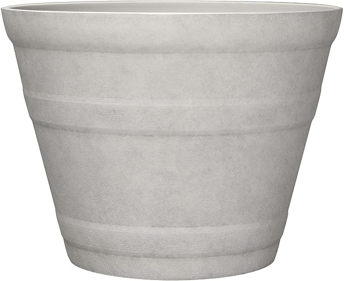 Large Recycled Resin Planter Pot, 21.8" x 21.8" x 16.5", Durable Outdoor Garden Flower Pot, Weather-Resistant Plant Container