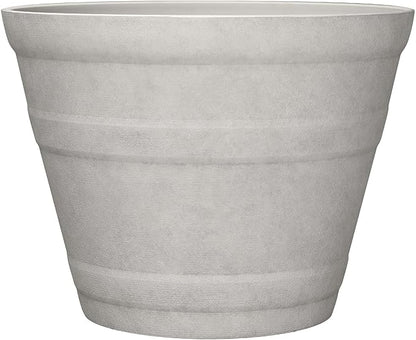 Large Recycled Resin Planter Pot, 21.8" x 21.8" x 16.5", Durable Outdoor Garden Flower Pot, Weather-Resistant Plant Container