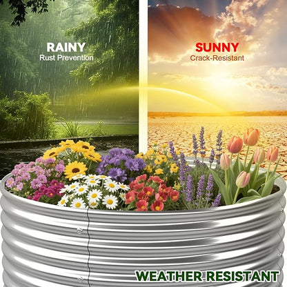 4 Pack Tall 2x2x1.5FT Round Raised Beds for Gardening, Corrugated Galvanized Steel Raised Garden Bed, Outdoor Metal Above Ground Garden Bed for Vegetables and Flowers