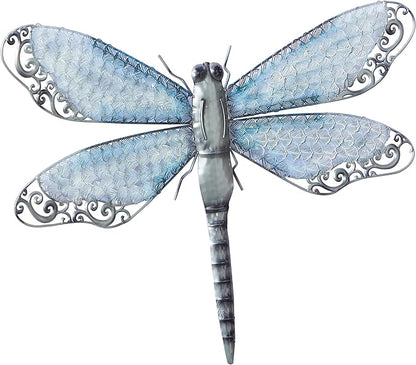 Deco 79 Metal Dragonfly Home Wall Decor Indoor Outdoor Wall Sculpture, Wall Art 25" x 1" x 16", Blue