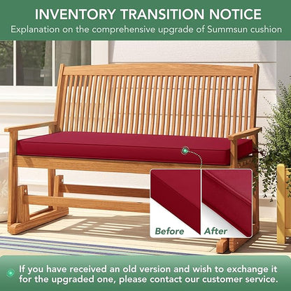 Summsun Outdoor Bench Cushion: Waterproof and Fade Resistant Patio Furniture Cushions - Non-Slip Bench Pad Cushion with Removable Cover for Garden Swing Porch Sofa Settee, 45 x 18 Inch, Burgundy