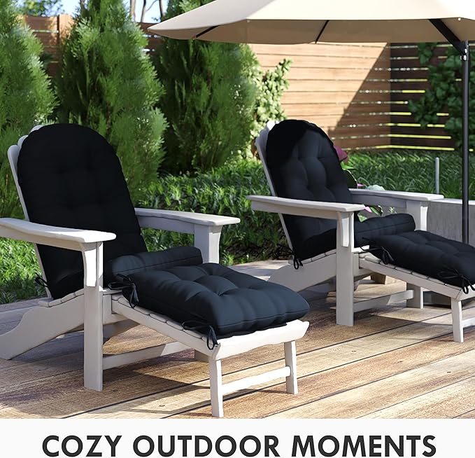 Adirondack Chair Cushion with Ottoman, Folding Adjustable Adirondack Seat Cushions, Waterproof Adirondack Patio Chair Pads for Garden, Deck, or Poolside, Small-Dark Blue-1