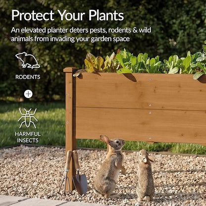 Best Choice Products 48" x 24" x 30" Raised Garden Bed with Extra Deep 16" Depth, Elevated Wood Planter Box Stand for Backyard, Patio, Balcony, Natural Fir Wood - Acorn Brown